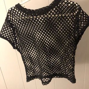 black mesh crop top